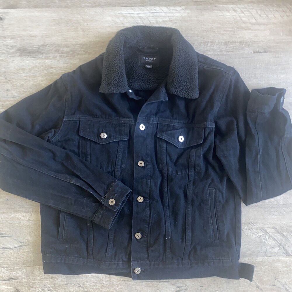 Triot Black Denim Jacket Button Front XL